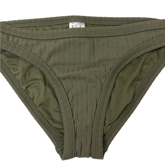 Seafolly Inka Rib Hipster Bikini Bottom Dark Olive Size 4 - Picture 3 of 10